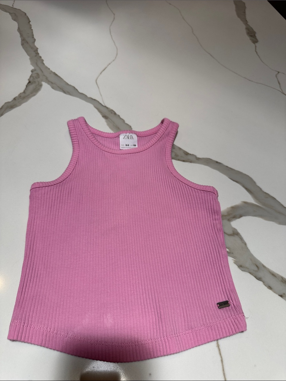 Zara Kids Pink Ribbed Tank Top 8-9